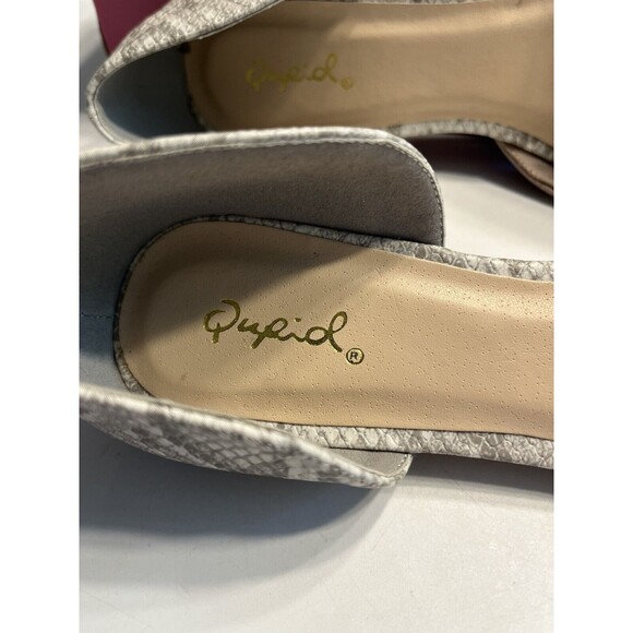 NIB Qupid Faux Snake Reptile Gray White Flat Slip On Shoes Sz 7 - Picture 8 of 14